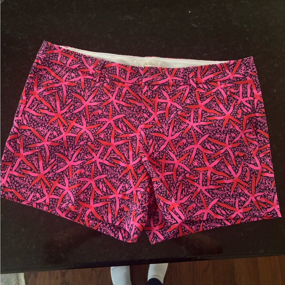 Lilly Pulitzer Pink, red and Navy shorts 
Starfish design